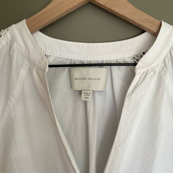 BROCHU WALKER Koren Dress White Size XS Eyelet Lace Oversized Relaxed Chic Crisp - Picture 10 of 16